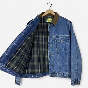 Vintage cabelas denim jacket plaid lined